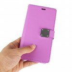 Wholesale iPhone Xr 6.1in Multi Pockets Folio Flip Leather Wallet Case with Strap (Purple)